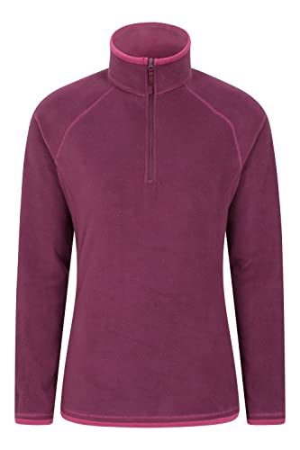 Mountain Warehouse Montana Fleecejacke für Damen aus Microfleece - Atmungsaktiver Fleece-Pullover für Damen, schnelltrocknend, warme Fleecejacke, Half-Zip - Outdoor Beere-Rot 34 von Mountain Warehouse