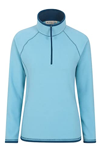 Mountain Warehouse Montana Fleecejacke für Damen aus Microfleece - Atmungsaktiver Fleece-Pullover für Damen, schnelltrocknend, warme Fleecejacke, Half-Zip - Outdoor Blau 34 von Mountain Warehouse