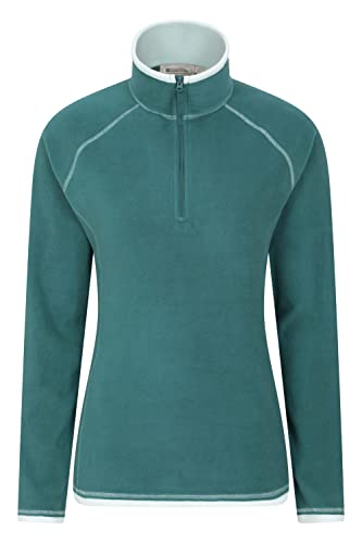 Mountain Warehouse Montana Fleecejacke für Damen aus Microfleece - Atmungsaktiver Fleece-Pullover für Damen, schnelltrocknend, warme Fleecejacke, Half-Zip - Outdoor Blaugrün 52 von Mountain Warehouse