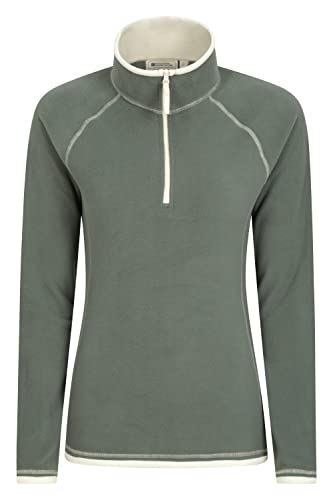 Mountain Warehouse Montana Fleecejacke für Damen aus Microfleece - Atmungsaktiver Fleece-Pullover für Damen, schnelltrocknend, warme Fleecejacke, Half-Zip - Outdoor Dunkelgrün 38 von Mountain Warehouse