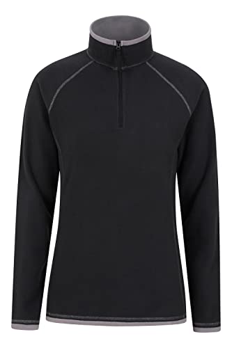 Mountain Warehouse Montana Fleecejacke für Damen aus Microfleece - Atmungsaktiver Fleece-Pullover für Damen, schnelltrocknend, warme Fleecejacke, Half-Zip - Outdoor Schwarz 40 von Mountain Warehouse