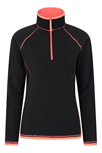 Mountain Warehouse Montana Fleecejacke für Damen aus Microfleece - Atmungsaktiver Fleece-Pullover für Damen, schnelltrocknend, warme Fleecejacke, Half-Zip - Outdoor Schwarz Jet 30 von Mountain Warehouse