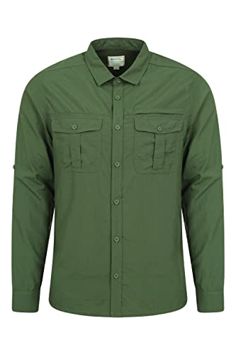 Mountain Warehouse Navigator II Herren-Mückenschutz-Hemd – Elastisches, Leichtes und Atmungsaktives T-Shirt – Ideal für Frühling, Sommer, Radfahren und Outdoor Khaki S von Mountain Warehouse