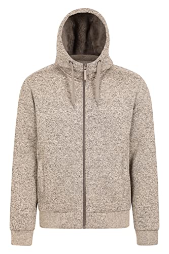 Mountain Warehouse Nevis Fellgefüttertes Hoodie für Herren - Weiches Sweatshirt, warm, bequem, Reißverschluss, Kapuze, Fronttaschen - Ideal für Wandern und Jogging, Winter Beige XS von Mountain Warehouse