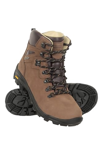 Mountain Warehouse Odyssey wasserdichte Vibram-Stiefel - IsoDry-Herrenschuhe, atmungsaktiv, Nubukleder-Wanderschuhe, Eva-Polsterung - ideal für Camping, Reisen Braun 43 von Mountain Warehouse