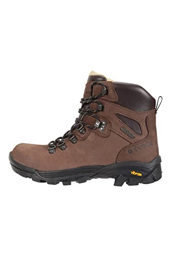 Mountain Warehouse Odyssey wasserdichte Vibram-Stiefel - IsoDry-Herrenschuhe, atmungsaktiv, Nubukleder-Wanderschuhe, EVA-Polsterung - ideal für Camping, Reisen Braun 43 von Mountain Warehouse