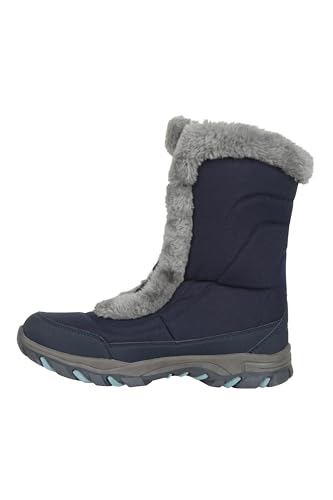 Mountain Warehouse Ohio Damen-Schneestiefel – Schneesichere Damen-Kunstfellschuhe, Getestet bis –20 °C, IsoTherm – Winter, Skifahren, Wintersport, Wandern Blau 37 EU von Mountain Warehouse