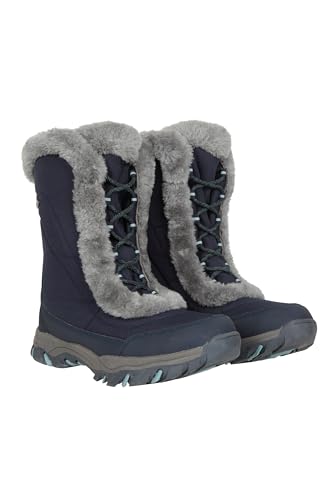 Mountain Warehouse Ohio Damen-Schneestiefel – Schneesichere Damen-Kunstfellschuhe, Getestet bis –20 °C, IsoTherm – Winter, Skifahren, Wintersport, Wandern Blau Damen-Schuhgröße 37 DE von Mountain Warehouse