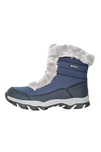 Mountain Warehouse Ohio Kurze Thermo-Schneestiefel für Damen - Schneefest, IsoDry, Kunstpelz und bis minus 20 °C thermisch getestete Damenschuhe - Ideal im Winter Blau 37 EU von Mountain Warehouse