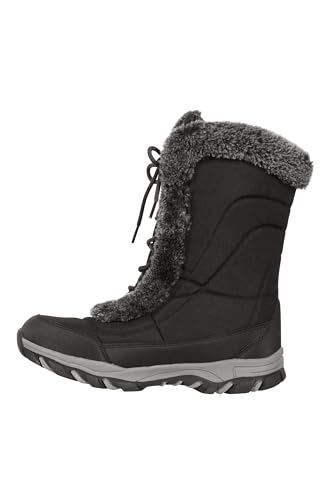 Mountain Warehouse Ohio Damen-Schneestiefel – Schneesichere Damen-Kunstfellschuhe, Getestet bis –20 °C, IsoTherm – Winter, Skifahren, Wintersport, Wandern Schwarz Jet 37 EU von Mountain Warehouse