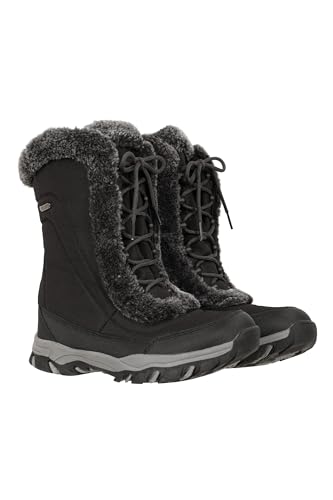 Mountain Warehouse Ohio Damen-Schneestiefel - Schneesichere Kunstfellschuhe, Getestet bis -20 °C, Isotherm - Winter, Skifahren, Wintersport, Wandern, Tiefschwarz, Schuhgröße 37 DE von Mountain Warehouse