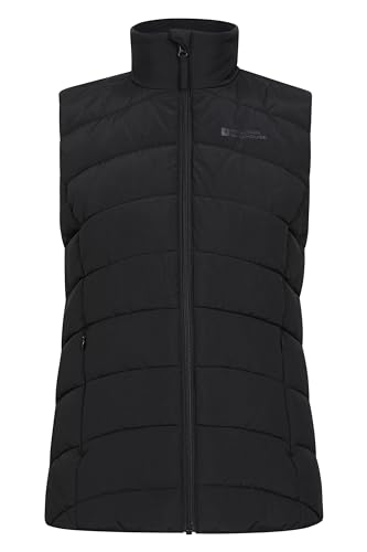 Mountain Warehouse Opal gefüttertes Damengilet - leichte Thermoweste, Reißverschlusstaschen, warm, wasserabweisend - geeignet für Winter Schwarz 34 von Mountain Warehouse