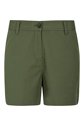 Mountain Warehouse Organic Cotton Damen-Shorts - Kurze Hose aus 100% Bio-Baumwolle, mehrere Taschen, leichte Hose, atmungsaktiv - ideal für Outdoor, im Winter Dunkel Khaki 34 von Mountain Warehouse