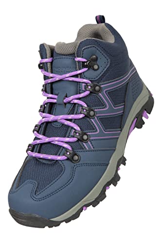 Mountain Warehouse Oscar Kinder-Wanderschuhe - Wildleder-Laufschuhe für Jungen und Mädchen, Stabiler Grip, gefütterte Trekkingschuhe, Starke Sohle, weich, knöchelhoch Dunkellila 29 von Mountain Warehouse