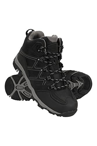 Mountain Warehouse Oscar Kinder-Wanderschuhe - Wildleder-Laufschuhe für Jungen und Mädchen, Stabiler Grip, gefütterte Trekkingschuhe, Starke Sohle, weich, knöchelhoch Schwarz Jet 29 von Mountain Warehouse