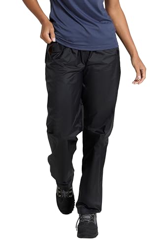 Mountain Warehouse Pakka Wasserabweisende Outdoor-Hosen für Damen - Überziehhose bei Regen fürs Wandern, Reisen und Outdoor für Frauen von Herbst Winter bis Winter, Reise-Hose Schwarz 36 von Mountain Warehouse