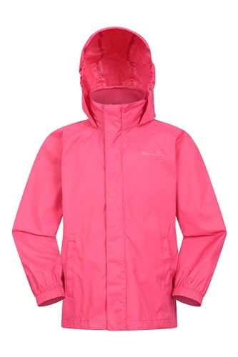 Mountain Warehouse Pakka Wasserdichte Kinderregenjacke - Winddichte, leichte & atmungsaktive Jacke für Mädchen & Jungen, faltbar mit Packsack - für Regen, Reisen, Schule leuchtendes Pink 11-12 Jahre von Mountain Warehouse