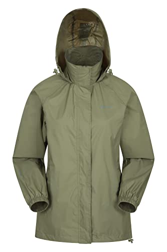 Mountain Warehouse Pakka atmungsaktive, wasserdichte Damen-Regenjacke - leichte und einfach zu verstauende Wind-Jacke für Damen zum Wandern, Camping und für Outdoor Khaki 38 von Mountain Warehouse