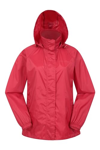 Mountain Warehouse Pakka atmungsaktive, wasserdichte Damen-Regenjacke - leichte und einfach zu verstauende Wind-Jacke für Damen zum Wandern, Camping und für Outdoor Rot 40 von Mountain Warehouse