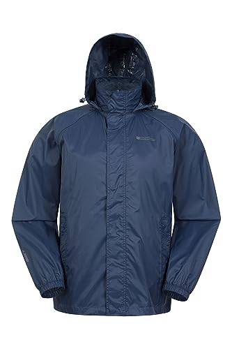 Mountain Warehouse Pakka wasserdichte Herren Jacke zusammenfaltbare Regenjacke Windjacke Kapuze Tragebeutel Camping Outdoor, Herbst Marineblau M von Mountain Warehouse