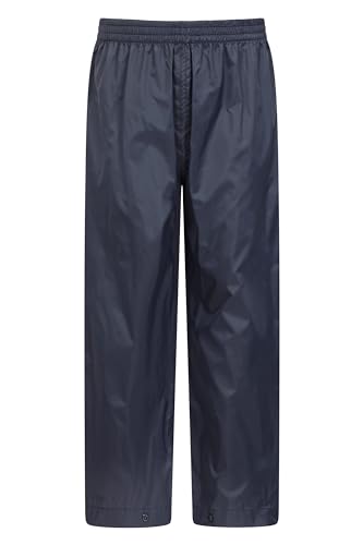 Mountain Warehouse Pakka wasserdichte Outdoor-Hose für Kinder - wasserdichte, ungefütterte Regenhose für Jungen und Mädchen, Überziehhose im Regen und Matschhose Marineblau 5-6 Jahre von Mountain Warehouse