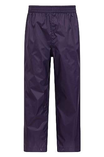 Mountain Warehouse Pakka wasserdichte Outdoor-Hose für Kinder - wasserdichte, ungefütterte Regenhose für Jungen und Mädchen, Überziehhose im Regen und Matschhose Violett 7-8 Jahre von Mountain Warehouse