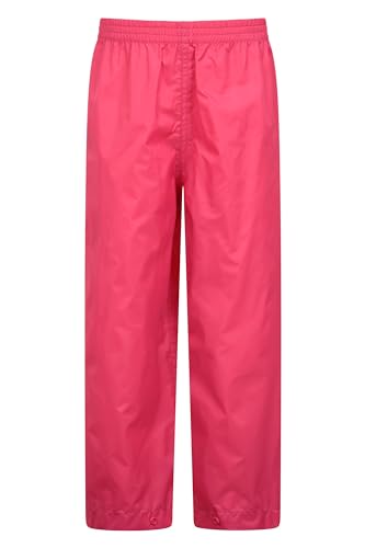 Mountain Warehouse Pakka wasserdichte Outdoor-Hose für Kinder - wasserdichte, ungefütterte Regenhose für Jungen und Mädchen, Überziehhose im Regen und Matschhose leuchtendes Pink 11-12 Jahre von Mountain Warehouse