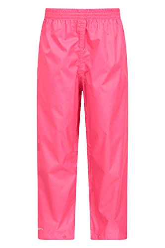 Mountain Warehouse Pakka wasserdichte Outdoor-Hose für Kinder - wasserdichte, ungefütterte Regenhose für Jungen und Mädchen, Überziehhose im Regen und Matschhose leuchtendes Pink 98 (2-3 Jahre) von Mountain Warehouse