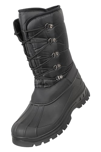 Mountain Warehouse Plough Schneestiefel für Herren - Atmungsaktive Schneestiefel, schneedicht, strapazierfähig, Textil, Laufsohle Gummi - Für Urlaub bei kaltem Wetter Schwarz 45 von Mountain Warehouse