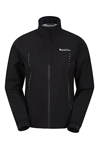 Mountain Warehouse Pro 2.5 Layer Damenjacke - Wasserdichter Damen-Radmantel, atmungsaktiv, winddicht, versiegelte Nähte Damenmantel - Ideal zum Laufen, Outdoor, Wandern Schwarz 44 von Mountain Warehouse