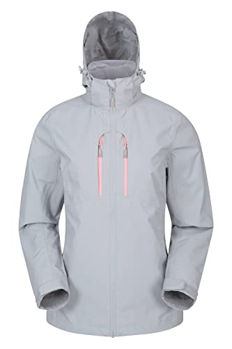 Mountain Warehouse Rainforest Damen-Regenjacke - wasserdichter Regenmantel, Netzinnenfutter, versteckte Kapuze, Taschen, verstellbarer Saum - zum Wandern, Reisen, Mittelgrau 36 von Mountain Warehouse