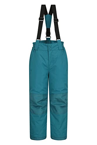 Mountain Warehouse Raptor Skihose für Kinder - Taschen, schneedichte Hose, abnehmbare Träger & Reißverschluss am Knöchel, Verstärkte Knie Winter - Jungen und Mädchen Petrolblau 3-4 Jahre von Mountain Warehouse