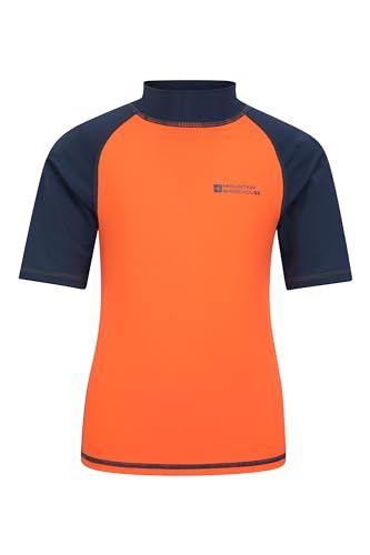 Mountain Warehouse Rashguard für Kinder - Kurzarm-Schwimmshirt für Jungen und Mädchen mit LSF 50+ UV-Schutz, schnell trocknend, Flatlock-Nähte - Schwimmen & Neoprenanzug Gebranntes Orange 11-12 Jahre von Mountain Warehouse