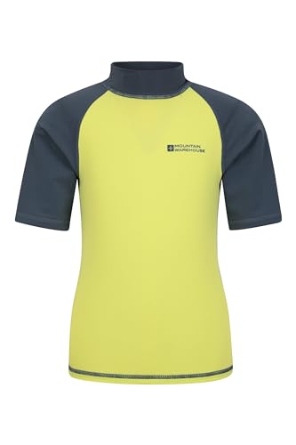 Mountain Warehouse Rashguard für Kinder - Kurzarm-Schwimmshirt für Jungen und Mädchen mit LSF 50+ UV-Schutz, schnell trocknend, Flatlock-Nähte - Schwimmen & Neoprenanzug Legiertes-Grau 11-12 Jahre von Mountain Warehouse