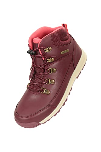 Mountain Warehouse Redwood wasserdichte Kinderstiefel - Mädchen- und Jungenschuhe mit Schnellschnürsystem, gepolstertes Fußbett, Obermaterial aus Synthetik und Mesh Burgundrot 33 von Mountain Warehouse