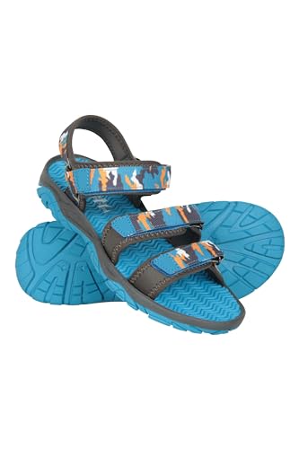 Mountain Warehouse Reef 3 Strap Kindersandalen – Neopren-gefütterte Strandschuhe, strapazierfähig, Klettverschluss, schnell trocknend Sommerschuhe – für den Strand Dunkelblaugrün 36 von Mountain Warehouse