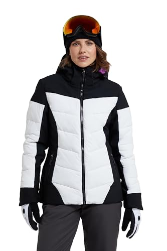 Mountain Warehouse Resort Recco Gefütterte Damenskijacke - Schneefest, IsoTherm, atmungsaktiv und bis minus 30 °C thermisch getestete Damenjacke - Ideal im Winter Monochrom Damengröße EU 44 von Mountain Warehouse