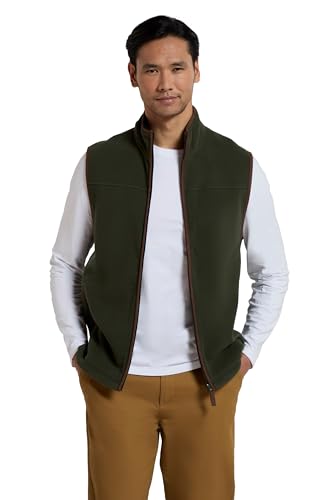 Mountain Warehouse Rove Herren Fleece Weste - Leichter Fleecestoff mit hoher Wärmeisolierung, atmungsaktiv, Anti-Fussel-Microfleece, 2 Fronttaschen Khaki Medium von Mountain Warehouse