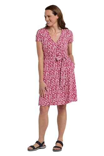 Mountain Warehouse Santorini Damen Jersey-Wickelkleid – leichtes Damen-Herbst Winterkleid, UV-Schutz, kuschelig – ideal für Reisen, Ferien, Picknick und Outdoor Burgundrot 44 von Mountain Warehouse