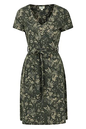 Mountain Warehouse Santorini Damen Jersey-Wickelkleid – leichtes Damen-Herbst Winterkleid, UV-Schutz, kuschelig – ideal für Reisen, Ferien, Picknick und Outdoor Khaki 38 von Mountain Warehouse