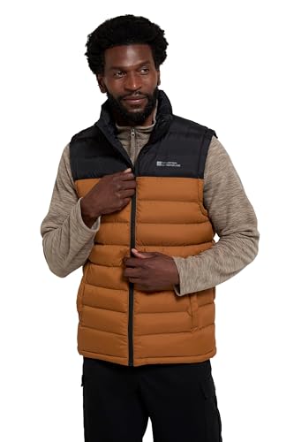Mountain Warehouse Seasons Herren-Steppweste - Outdoor-Weste für Herren zum Wandern, Laufen, Joggen und Radfahren oder bei Regen, ärmellose Steppweste für Herren Gold Large von Mountain Warehouse
