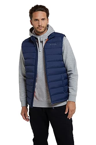 Mountain Warehouse Seasons Herren-Steppweste - Outdoor-Weste für Herren zum Wandern, Laufen, Joggen und Radfahren oder bei Regen, ärmellose Steppweste für Herren Marineblau XL von Mountain Warehouse