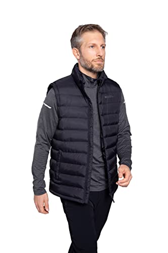 Mountain Warehouse Seasons Herren-Steppweste - Outdoor-Weste für Herren zum Wandern, Laufen, Joggen und Radfahren oder bei Regen, ärmellose Steppweste für Herren Schwarz XXL von Mountain Warehouse