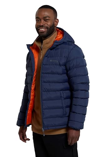 Mountain Warehouse Seasons Herrenjacke - Gefüttert, leicht, wasserbeständige Regenjacke, Mikrofaserfüllung - Ideal für den Winter Marineblau S von Mountain Warehouse