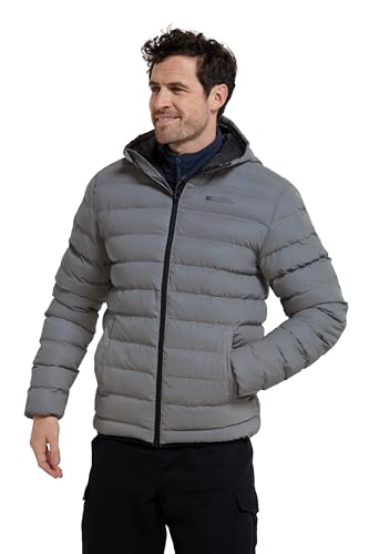 Mountain Warehouse Seasons Reflektierende Gefütterte Herrenjacke – Wasserabweisende Jacke mit durchgehendem Reißverschluss und Seitentaschen – Ideal für Herbst, Winter Silber Small von Mountain Warehouse