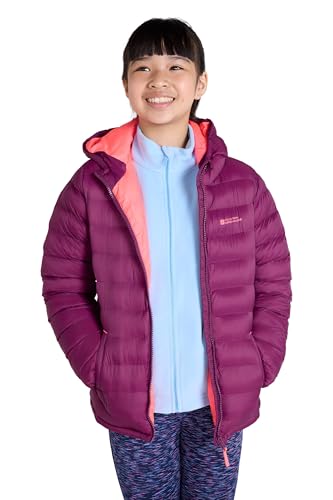 Mountain Warehouse Seasons Steppjacke für Kinder - Ultraleichte, warme, wasserdichte Steppjacke. Jungen & Mädchen Winterjacke mit Kapuze & Reißverschluss Beere Kinder 104 DE (3-4 Jahre) von Mountain Warehouse