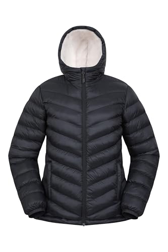 Mountain Warehouse Seasons Wattierte Damenjacke mit Fellfutter – Fleece Gefüttert und Leicht mit Mittigem Reißverschluss – Ideal für Herbst, Winter, Draußen, Reisen Schwarz Damengröße EU 40 von Mountain Warehouse