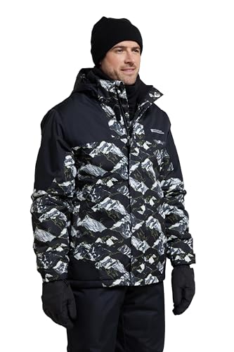 Mountain Warehouse Shadow Herren Gemusterte Skijacke - Wasserfeste Snowboardjacke, atmungsaktiv, schnelltrocknend, versiegelte Nähte, Skipassfach - Ideale Winterjacke Kohle S von Mountain Warehouse