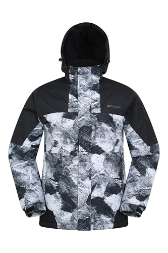 Mountain Warehouse Shadow Herren Gemusterte Skijacke - Wasserfeste Snowboardjacke, atmungsaktiv, schnelltrocknend, versiegelte Nähte, Skipassfach - Ideale Winterjacke Weiss 3X-Large von Mountain Warehouse