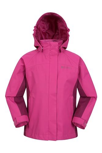 Mountain Warehouse Shelly II Kinderjacke - Wasserfest, versiegelte Nähte, Regenjacke mit verstellbare Bündchen, Taschen - Für Jungen und Mädchen -Camping, Wandern, Herbst Beere-Rot 7-8 Jahre von Mountain Warehouse